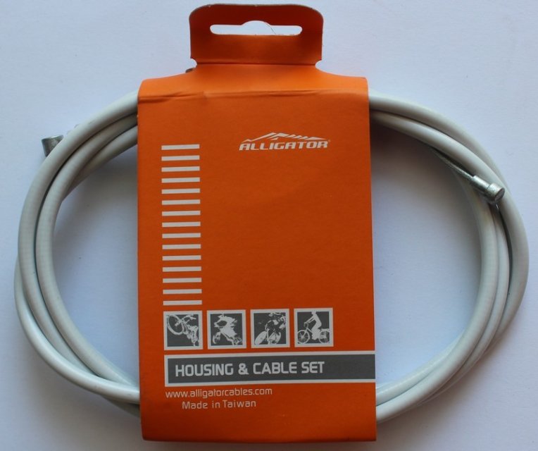 SET CABLU FRANA SPATE - ALLIGATOR - 220UB02, 2P, alb, cablu spate universal+invelis 
