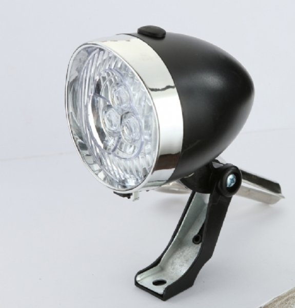 FAR FATA - clasic, baterii, 3 led, 2 functii, negru, +suport