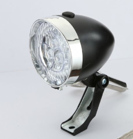 FAR FATA - clasic, baterii, 3 led, 2 functii, negru, +suport