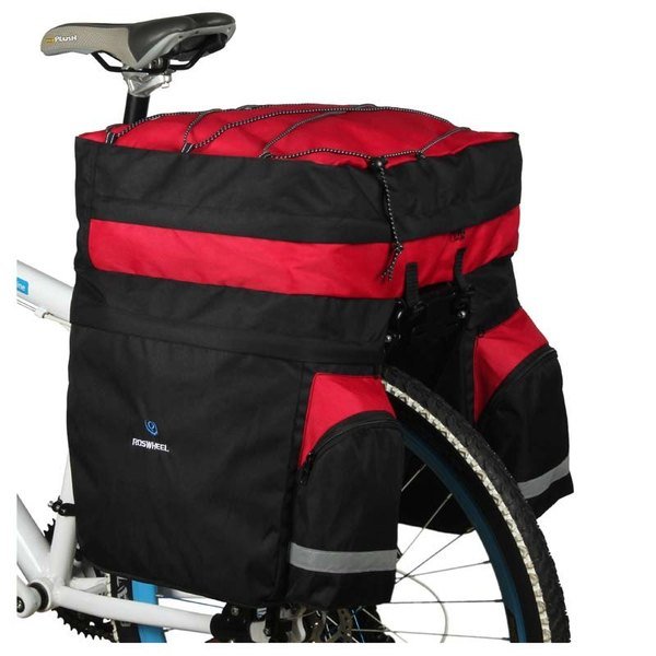 GEANTA - pe portbagaj spate, 3 compartimente, 60l, negru/rosu