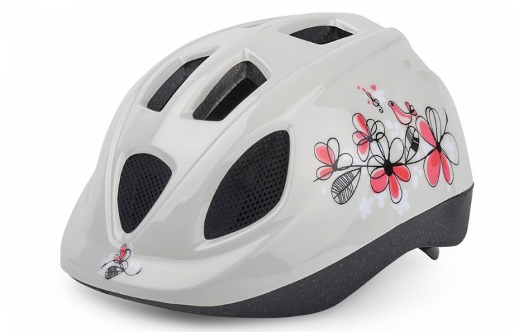CASCA PROTECTIE COPII - POLISPORT - P2 Flowers, uni size XS: 46-53, alb/rosu