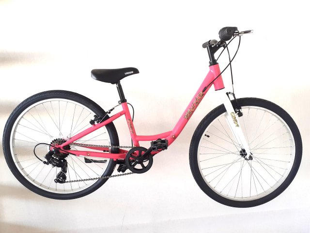 BICICLETA COPII NEUZER CINDY REVO - 24'' - 6s.- Magenta/Alb-Galben