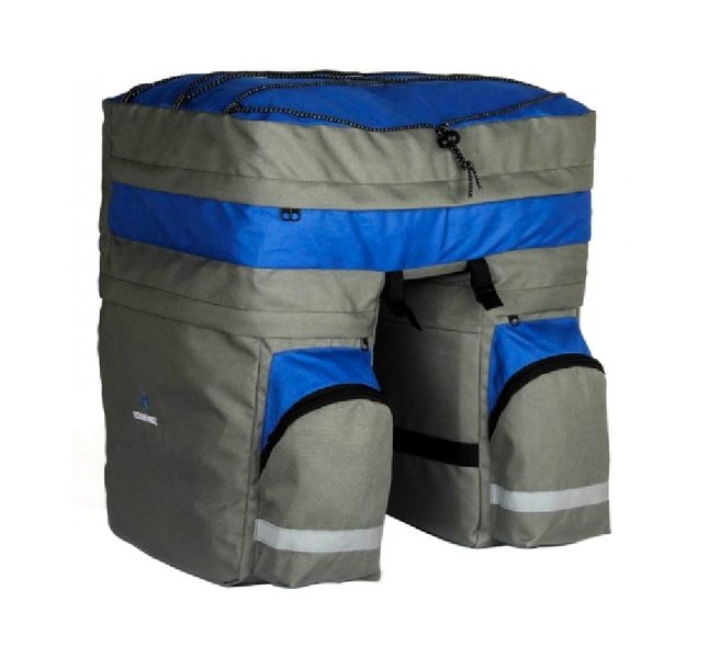 GEANTA - pe portbagaj spate, 3 compartimente, 60l, gri/albastru